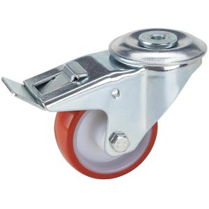 Dörner+Helmer Schwerlastrolle 732546, Lenkrolle, 80mm Ø, Polyurethan, Tragkraft 100kg, mit Bremse