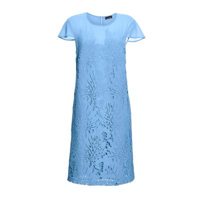 Abendkleid GOLDNER "Kleid aus sommerlicher Spitze", Damen, Gr. 54, N-Gr, blau (riviera), Obermaterial: 100% Polyester PES., festlich, Halbarm, Kleider Abendkleid, mit kleinen Flügelärmelchen