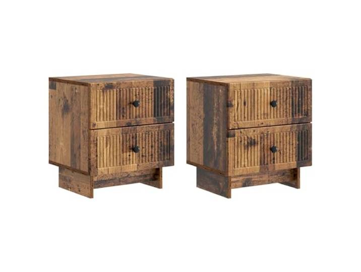 KUPTYERFG Nachttisch 2er Set Vintage Kommode Altholz 43x34,5x47,5 cm Kompakte Nachtschränke im Nostalgie-Design für Schlafzimmer und Wohnzimmer. Bieten viel Platz dank vier Schubsfächern.