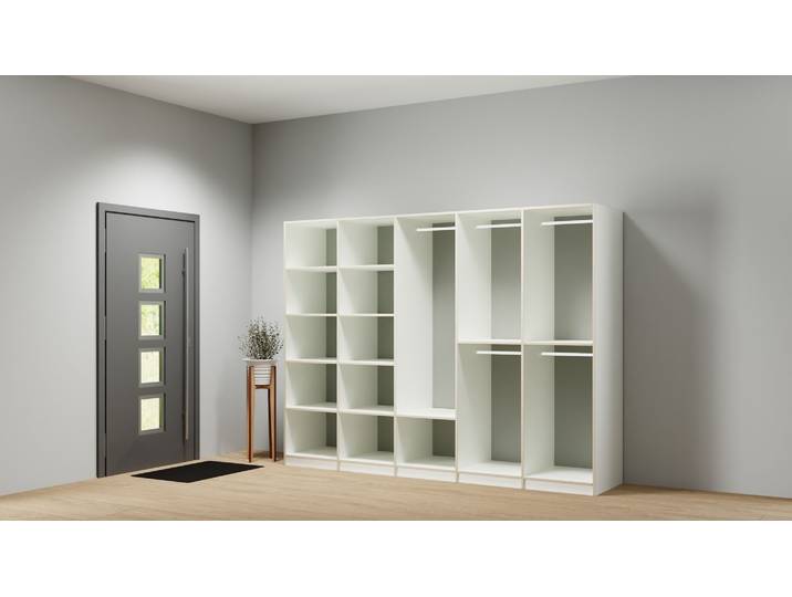 Dressing ouvert large sur mesure Pickawood Mélaminé premium Blanc Bord contre­plaqué