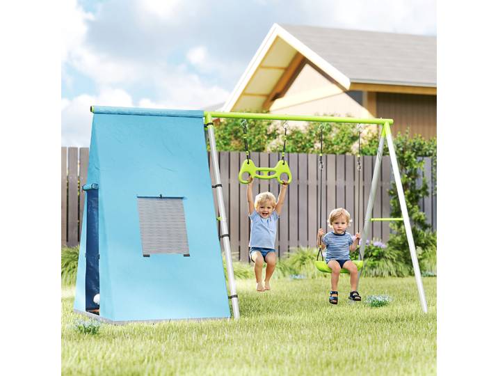 AIYAPLAY Balançoire 3 en 1 avec Tente Métal Ajustable Enfants 3-8 Ans