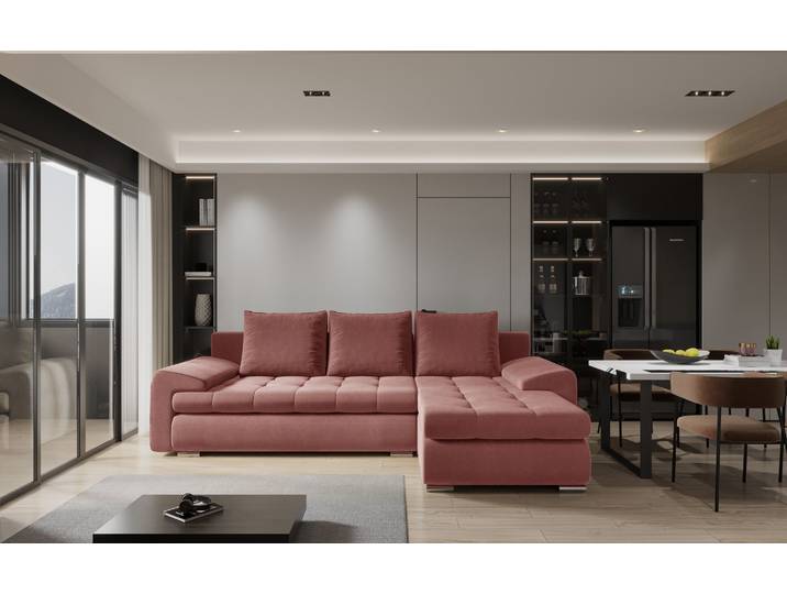 Kaiser Möbel Elegantes und modernes Ecksofa TOMI Castel Korallenfarbe Rechts