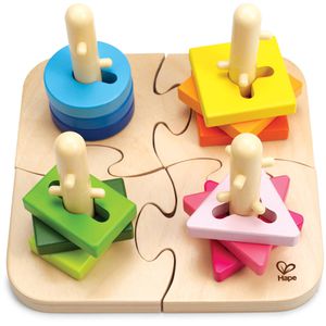 Hape Motorikspielzeug E0411, Kreatives Steckpuzzle, Steckspiel aus Holz, ab 18 Monate