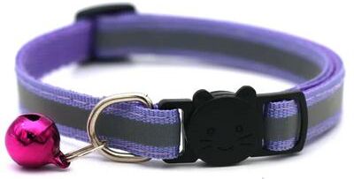 Uplift Treasures Reflective Breakaway Cat Collar With Bell purple