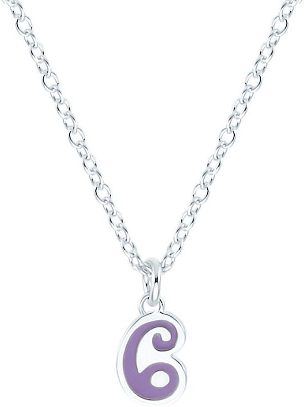 Prinzessin Lillifee Halskette mit Anhänger Zahl 6 aus 925er Silber, Emaille silber