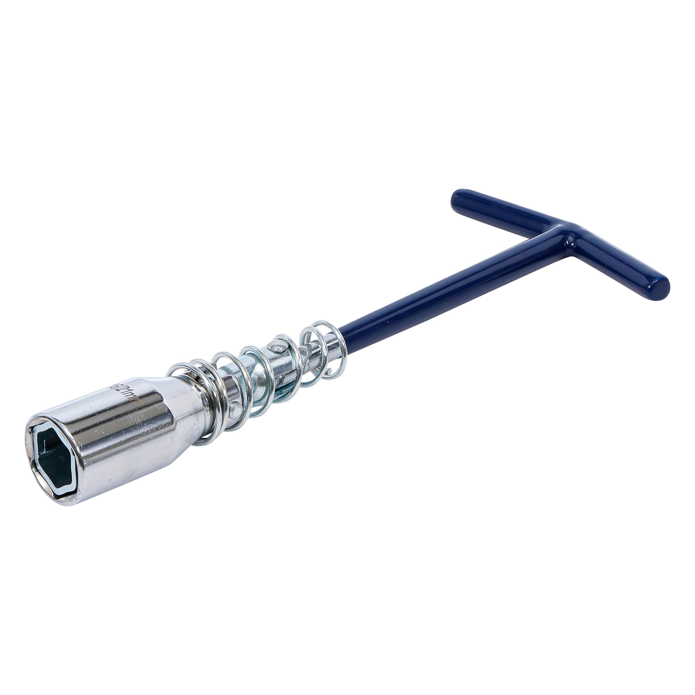 BGS Zündkerzenschlüssel mit T-Griff, Gelenkfeder Sechskant SW 16 mm / SW 21 mm (22107739)