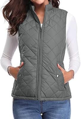 LightInthebox Women's Hiking Vest Sleeveless Top Outdoor Thermal Warm Quick Dry Zipper Pocket Soft Winter Zipper Pocket Sporty Dark Grey Black White Hunting Fishing Climbing