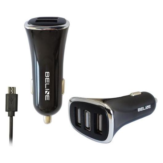Beline Ład. sam. 3xUSB + microUSB 4A czarna/black (BELI0014)