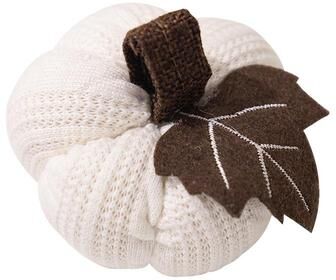 Inspired Deals Cozy Knit Pumpkin Hanging Ornament For Fall Harvest & Thanksgiving Decor white