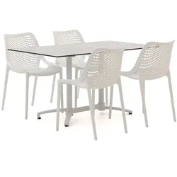 Forza Ripi/Canzo 140 cm Gartenmöbel-Set 5-teilig stapelbar klappbar
