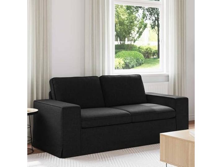 Sofa Schwarz 182 x 80 x 82 cm Stoff, Modulares Sofa mit Metallrahmen Stoffbezug, Schaum- und Faserfüllung, Metallrahmen, Holzwerkstoff-Arme, modulares Design, vielseitig einsetzbar