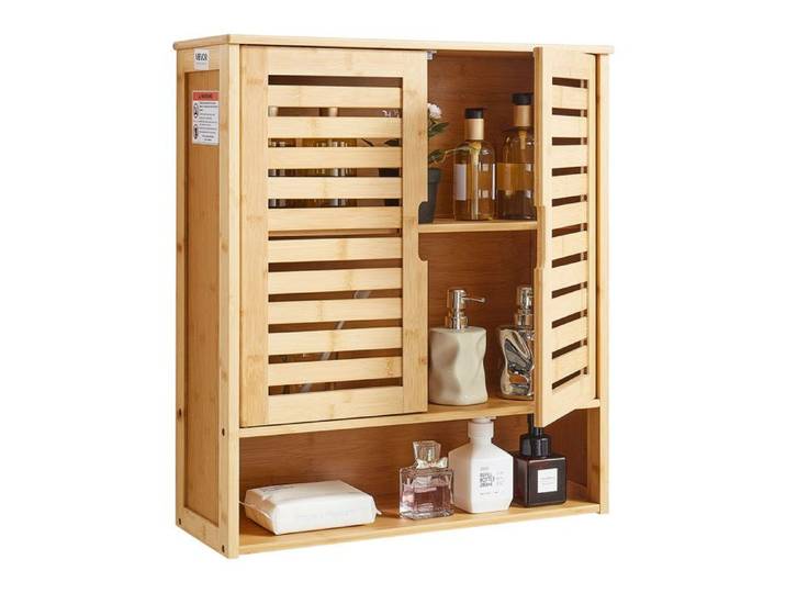 Armoire Murale de Salle de Bain-VEVOR-avec 2 Portes et Etagère Réglable-Armoire à Pharmacie-avec Etagères et Cloison Ouverte