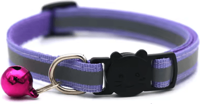 Inspire Picks Safe Glow Reflective Breakaway Cat Collar With Bell purple width1cm