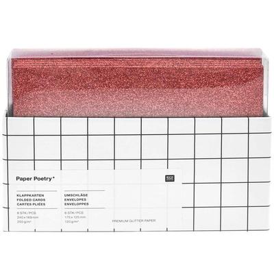 Karten- und Umschlagset Glitter, 8 Karten 250 g/