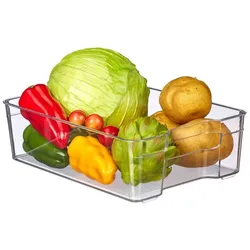 Relaxdays 3 x Kühlschrank Organizer mit Griffen Transparent