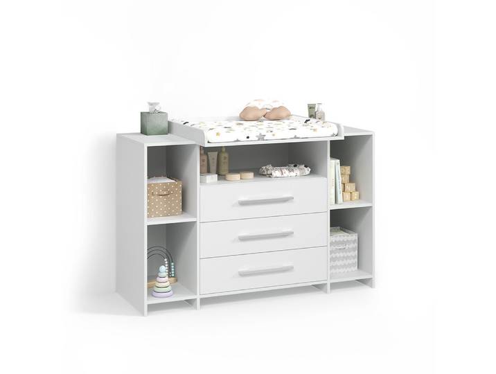 Livinity® Wickelkommode Torino, Weiß/Weiß, XL mit Schubladen