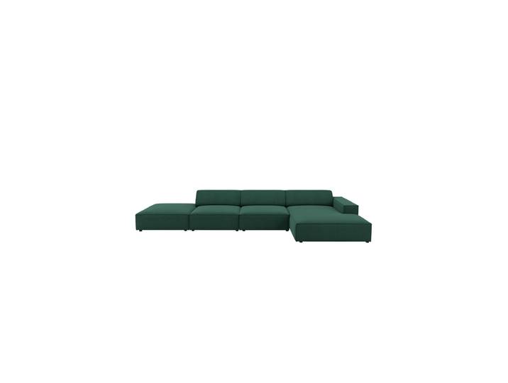 Design Ecksofa „Jodie“ mit abgerundeten Ottomanen (5-Sitzer) Strukturstoff Grün Chosen by Bloomingloft
