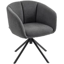 STILVORA Drehsessel Polsterstuhl Loungesessel 59x59x79 cm mit Sitzschale und Armlehnen, Leinenoptik Schneeflocken Effekt, Grau, Metallbeine