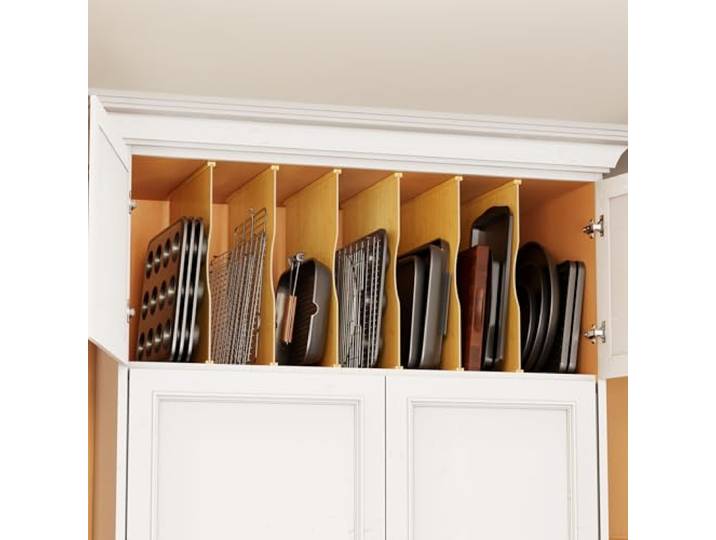 SpaceAid Trennwände für Schränke, Pressbrett, Küche, Kekse, Backblech, Organizer für Schrank, vertikale Pfannen und Tabletts, Organizer für Speisekammer, 6 Stück