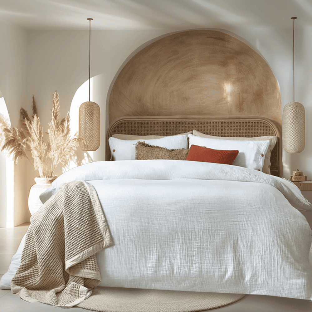 Revive Luxury White Cotton Muslin Duvet Cover Set, Double