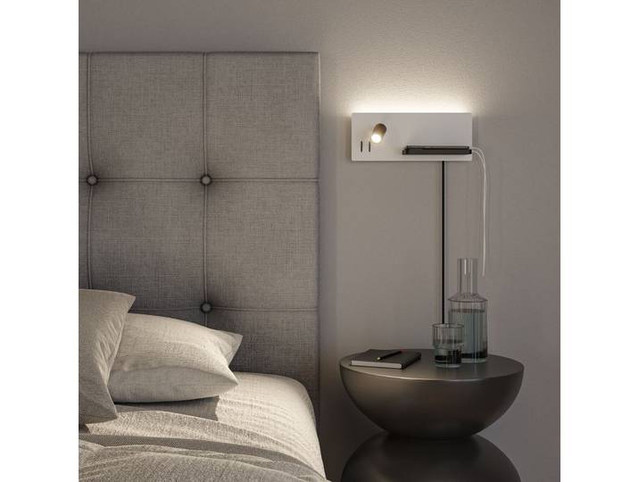 LED-Wandlampe Serra, schwarz, 2.700K, rechts - Paulmann - Schlafzimmer - Modern - Messing - Eckig