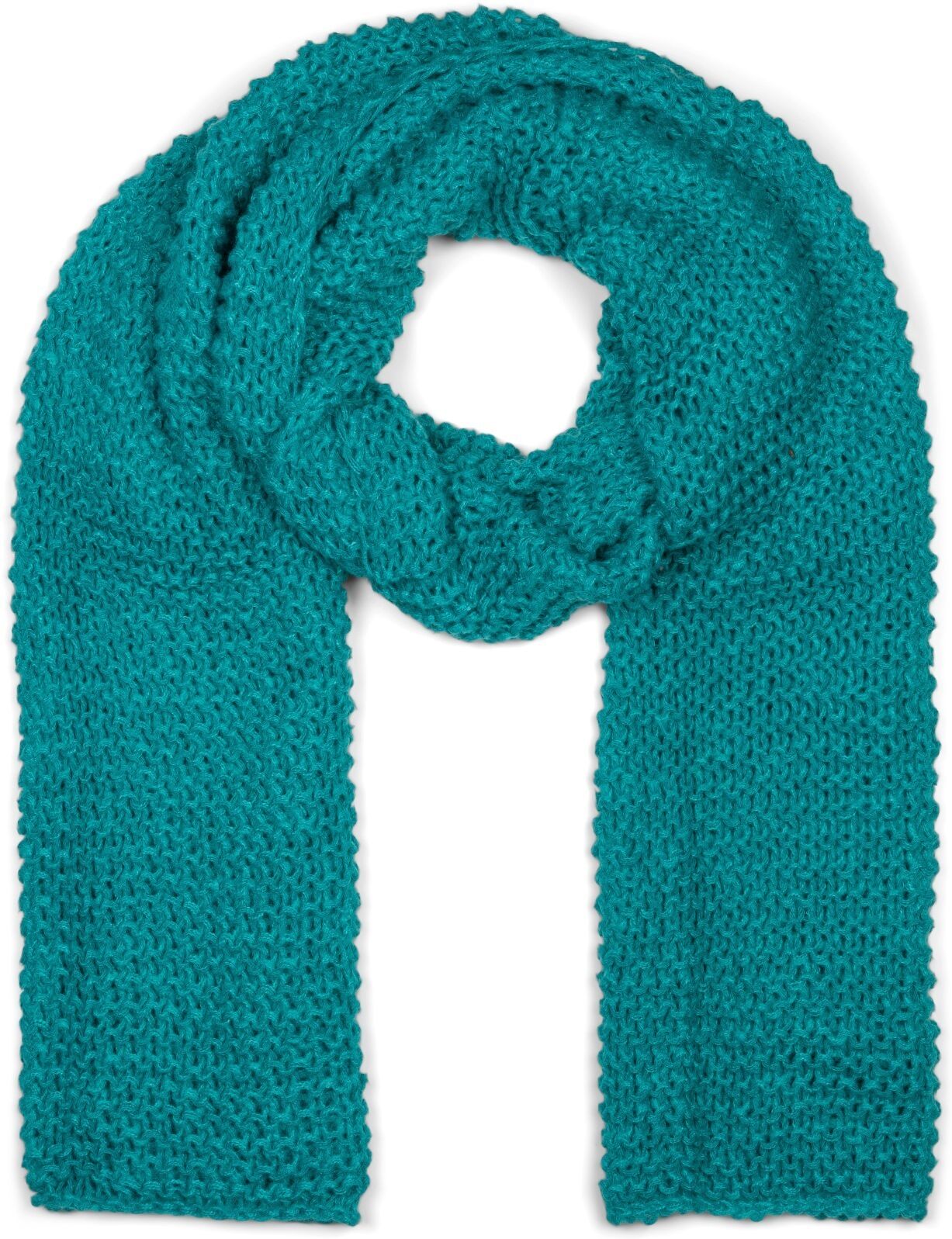 Strickschal STYLEBREAKER "Langer Strick Schal mit Wellen Strickmuster", Damen, blau (türkisgrün), Obermaterial: 100% Polyacryl PAN., Modisch, Modetücher