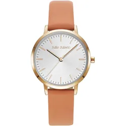 Julie Julsen Damenuhr Edelstahl roséfarben Lederband orange Basic Line