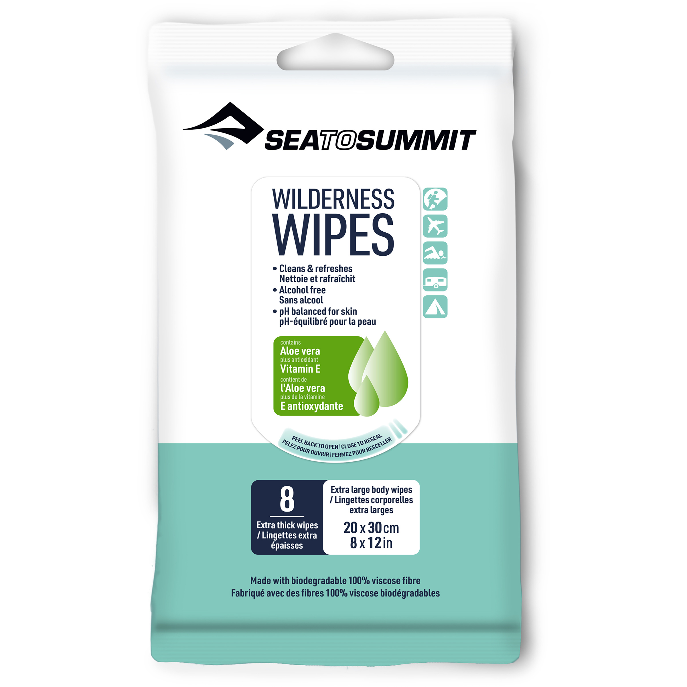 Sea to Summit Wilderness Wipes Feuchttücher Seifen & Shampoos tuerkis Größe 12er Pack Camping