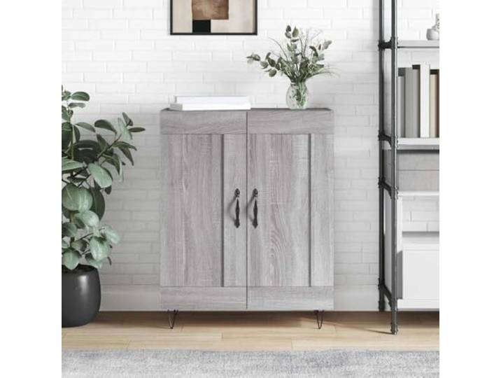 RJPLMFV Anrichte Sonoma, Grau, 69,5 x 34 x 90 cm, Holz, Technik Klassisches Aufbewahrungsmöbel, robuste Regale, Wandbefestigung inklusive, feuchtigkeitsbeständig