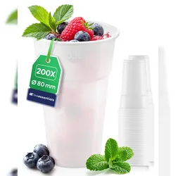 Inoverse 200 stk Trinkbecher, 300ml Plastikbecher, Weiß Einwegbecher 0,3l