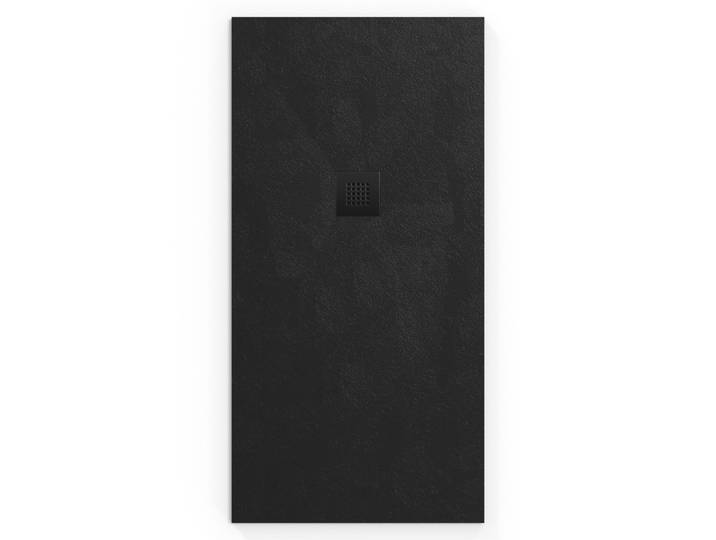 B-Way Receveur rectangulaire 160x90cm avec siphon, en marbre coulé, Noir (SATALEK16090-S)