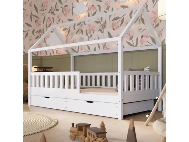 Crazy Pine Montessori Hausbett mit Schubladen Crazy Blanco 80x160 cm -Natur