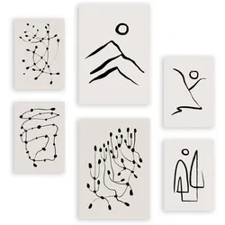 POSTER Set Mit 6 Linien Weicher In Liebhaber Abstrakt A3 & A4 Rahmenlos