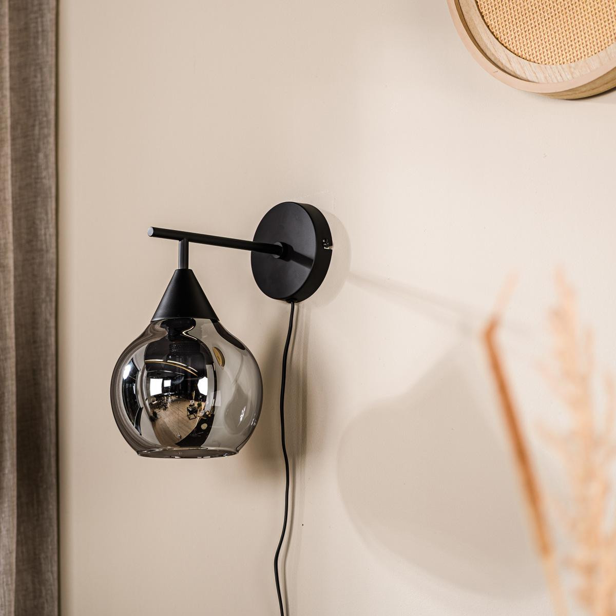 Wandlamp Pleun 1-Lichts Smoke Glas - Giga Meubel