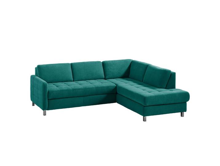 Ecksofa Tanete Webstoff Blau/Petrol Webstoff 233 x 80 x 196cm Ottomane davorstehend rechts ohne Schlaffunktion Modern