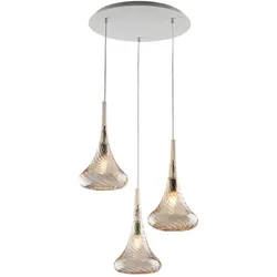 Bonetti Illumina -  Nemesi - Eisenaufhängung mit bernsteinfarbenem Pyrexglas 3 Lichter 141 - Ø50 - BL280-S3-AM