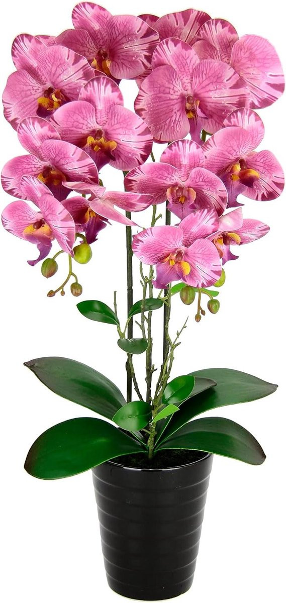 Roze Kunstorchidee met Pot - Real Touch Phalaenopsis Zijdebloem voor Huisdecoratie - 58 cm