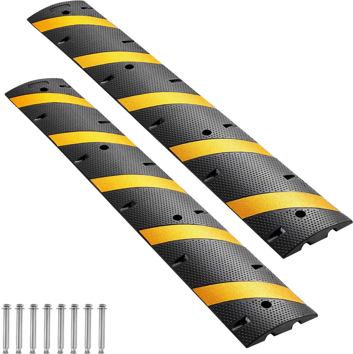 VEVOR Rubberen Verkeersdrempel 2-Pack, 2-kanaals Zware Verkeerssnelheidsbult met Expansieschroeven, Breedte: 183 cm