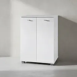 KADIMA DESIGN Schuhschrank-Kommode für bis zu 12 Paar Schuhe, 2 Türen, 3 Einlegeböden, in Weiß
