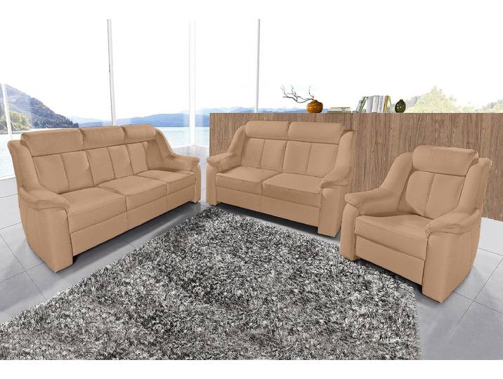 Polstergarnitur SIT & MORE Basel , braun (cafe), Luxus-Microfaser ALTARA NUBUCK, Sitzmöbel-Sets, Polstergarnitur, Set, bestehend aus 3-Sitzer + 2-Sitzer + Sessel