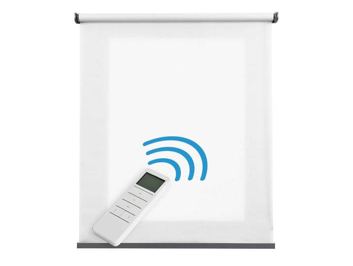 Storesdeco Rollo motorisierte Weiß, 100 x 250 cm, Kunststoff, Uni, Rechteckig, 100x250 cm, Heimtextilien, Vorhänge, Rollos