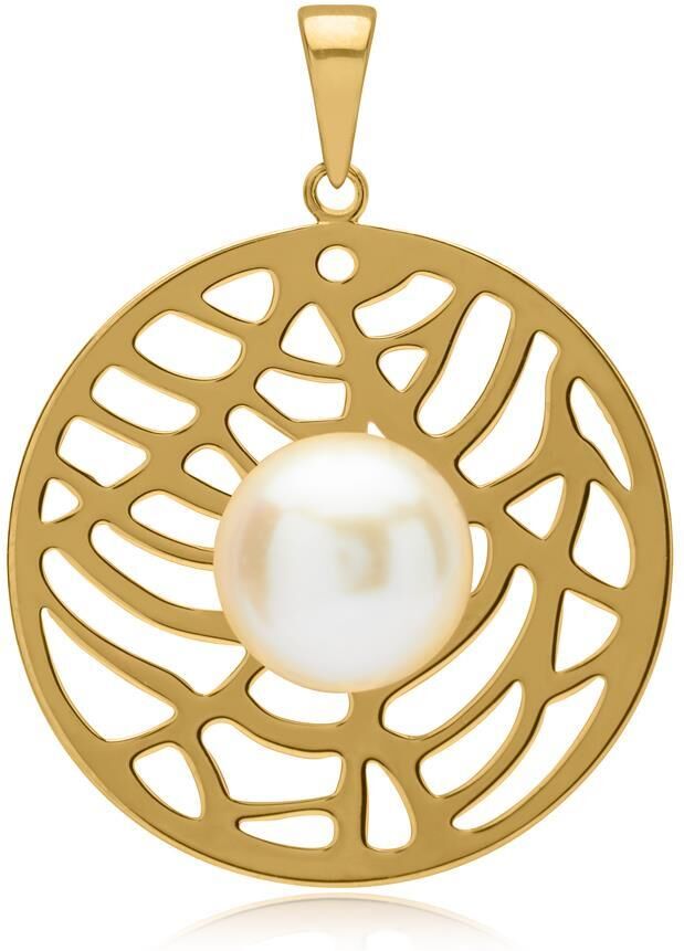 Unique Runder Anhänger Fantasiemuster 925er Silber gold