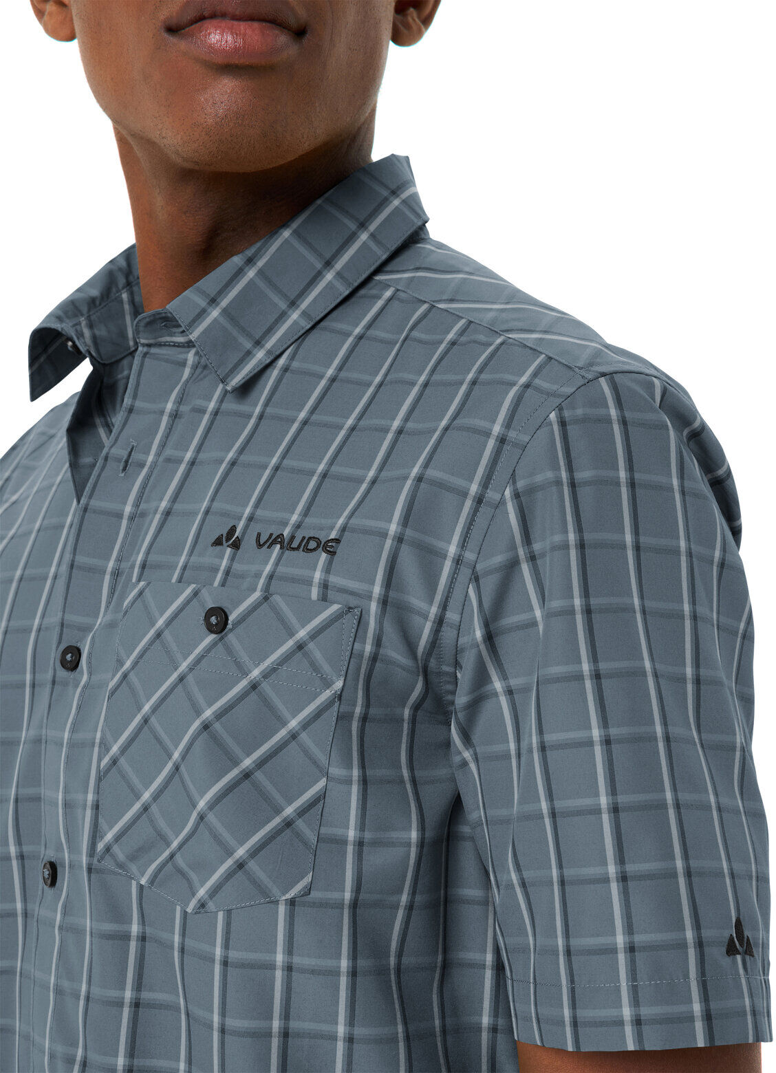 Kurzarmhemd VAUDE "MEN'S ALBSTEIG SHIRT III", Herren, Gr. XL, N-Gr, grau (heron), Obermaterial: 54% Lyocell, 46% Polyester, Hemden Kurzarmhemd, Kurzarm, aus Lyocell und Polyester, mit Knopfleiste heron XL, N-Gr