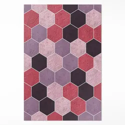 TEPPICH 60x90 cm Plüsch-Hexagone Geometrisches Muster