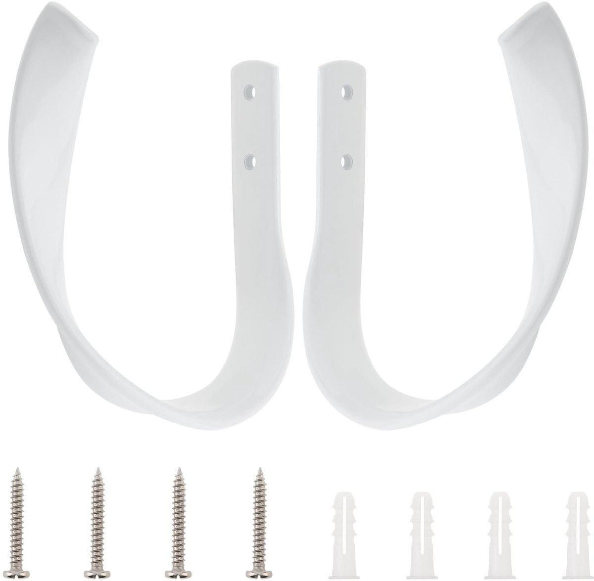 Omgoods Set van 2 Aluminium Wandgemonteerde Gordijnhouders, Wit