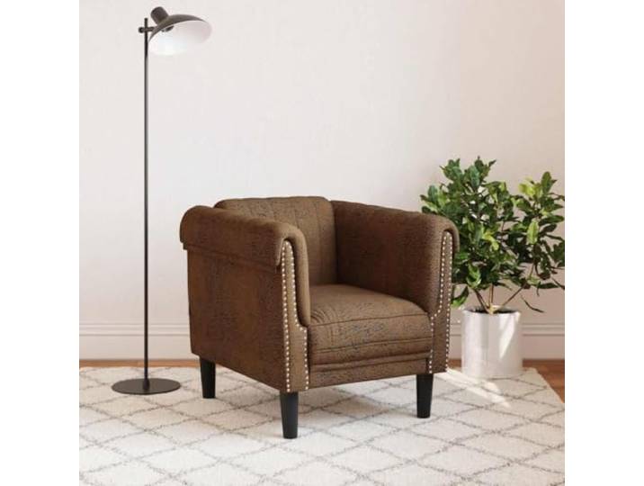 KTHLBRH Brauner Sessel aus Wildlederimitat 80 x 77 x 74 cm Modernes Design, Schaumstoffpolsterung, robuste Beine, max. Belastung 110 kg