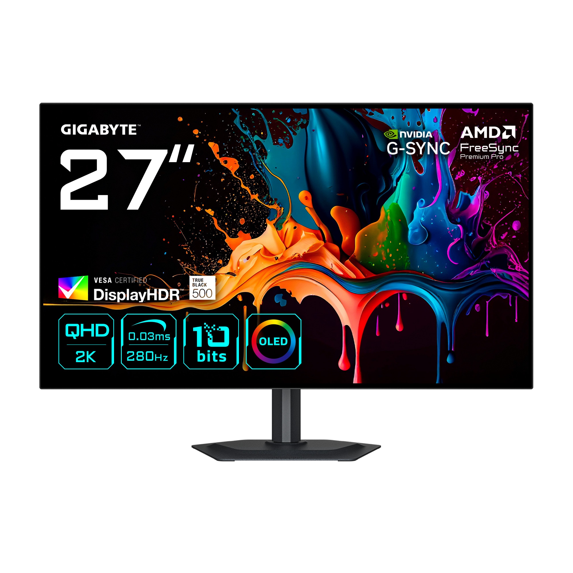 GIGABYTE MO27Q28G 27 Zoll QHD wOLED Gaming Monitor 280 Hz DP/HDMI/USB-C 0,03ms