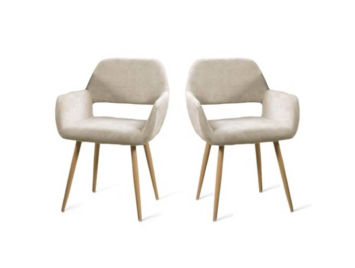 MEUBLE Cosy Sessel 2er Set Relaxsessel Lehnstühle Polsterstuhl mit Metallbeine für Wohnzimmer Vanity, Stoff, Beige