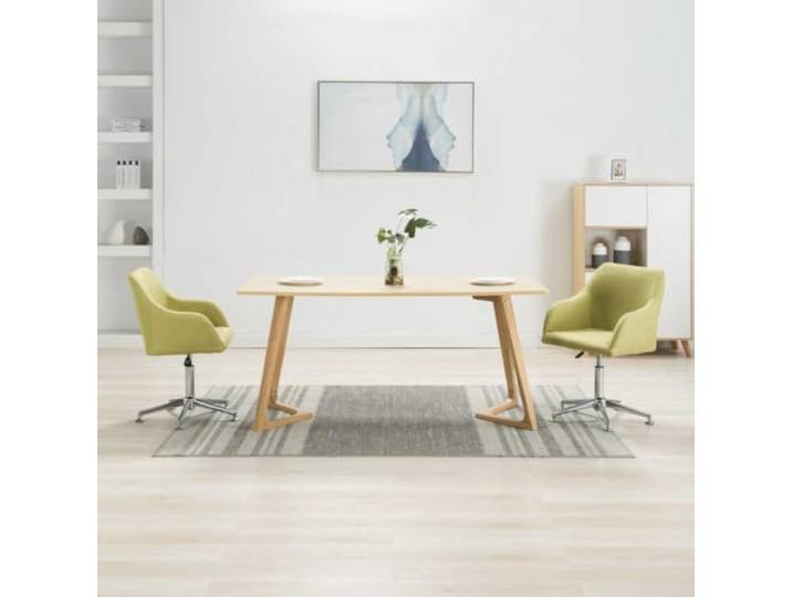 KGHFDVB Drehbare Esszimmerstühle 2 STK. Grün Stoff mit Höhenverstellung 360-Grad-Drehfunktion, Gasdruckfeder, ergonomisch gepolstert, Holzrahmen, Stahlbeine, vielseitig einsetzbar