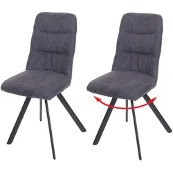 2er-Set Esszimmerstuhl MCW-J69, Küchenstuhl Stuhl, drehbar Auto-Position, Samt ~ anthrazit